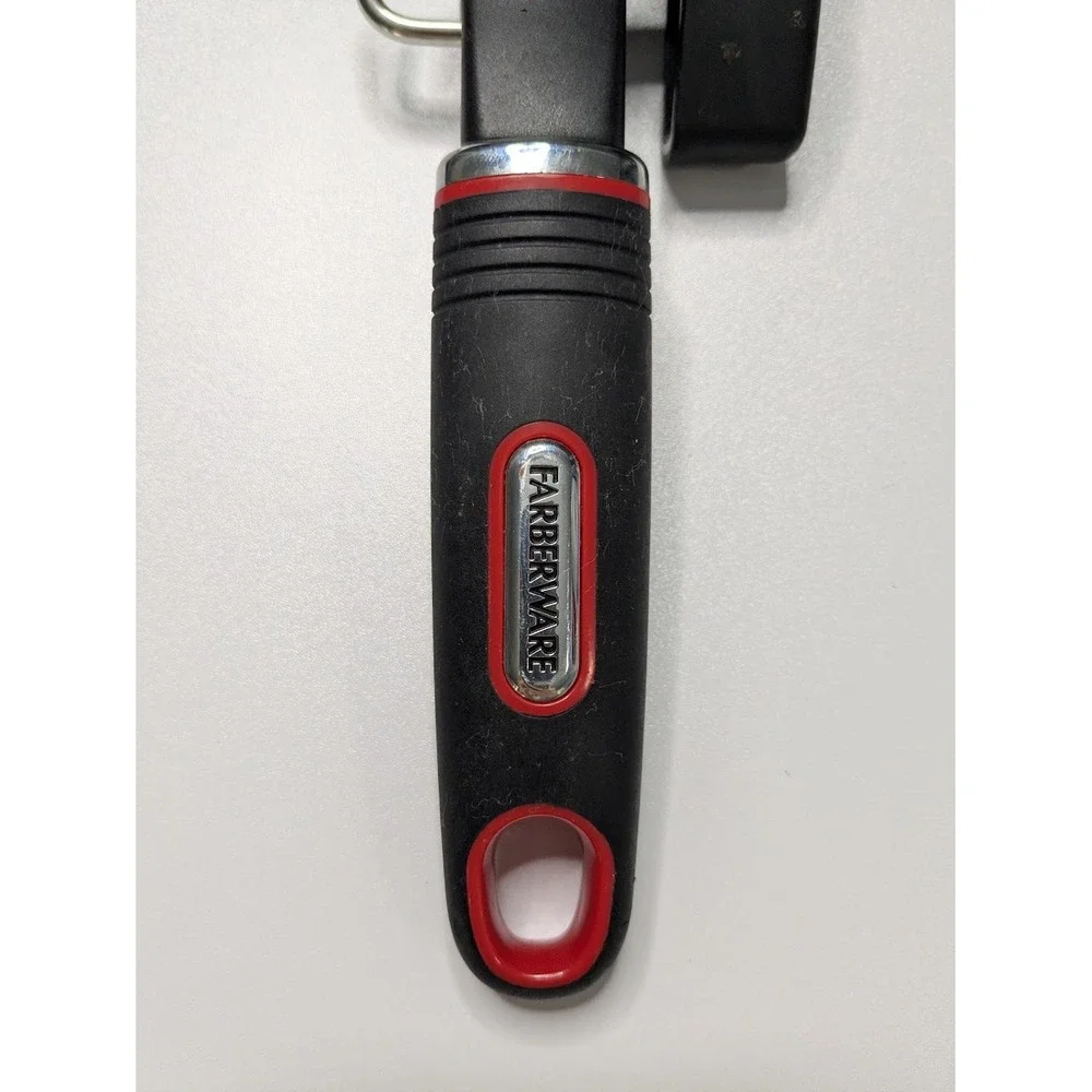 Can Opener Farberware Black Red Ergonomic Grip Professional Manual Handheld
